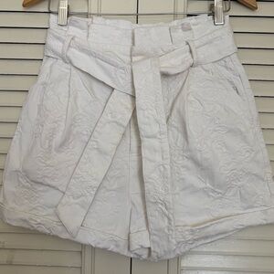 Line & Dot Women’s White Embroidered Shorts Belted Cotton Nylon Size S Chic